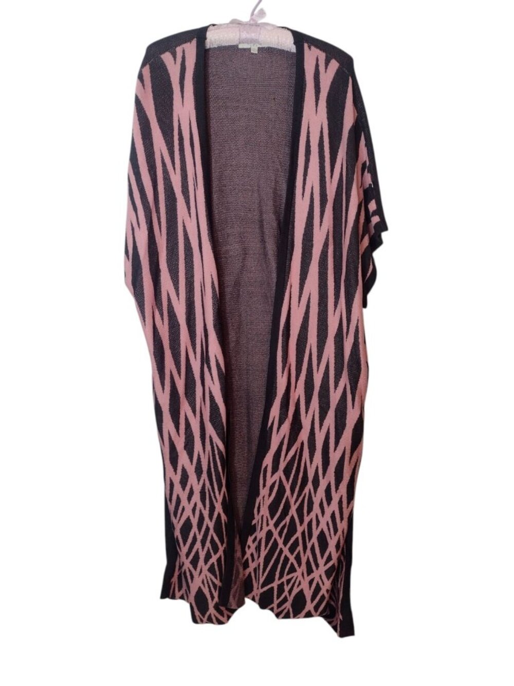 Umgee Ponte Knit Kimono Duster Cardigan Sweater M/L Zebra Print Boho Button Side